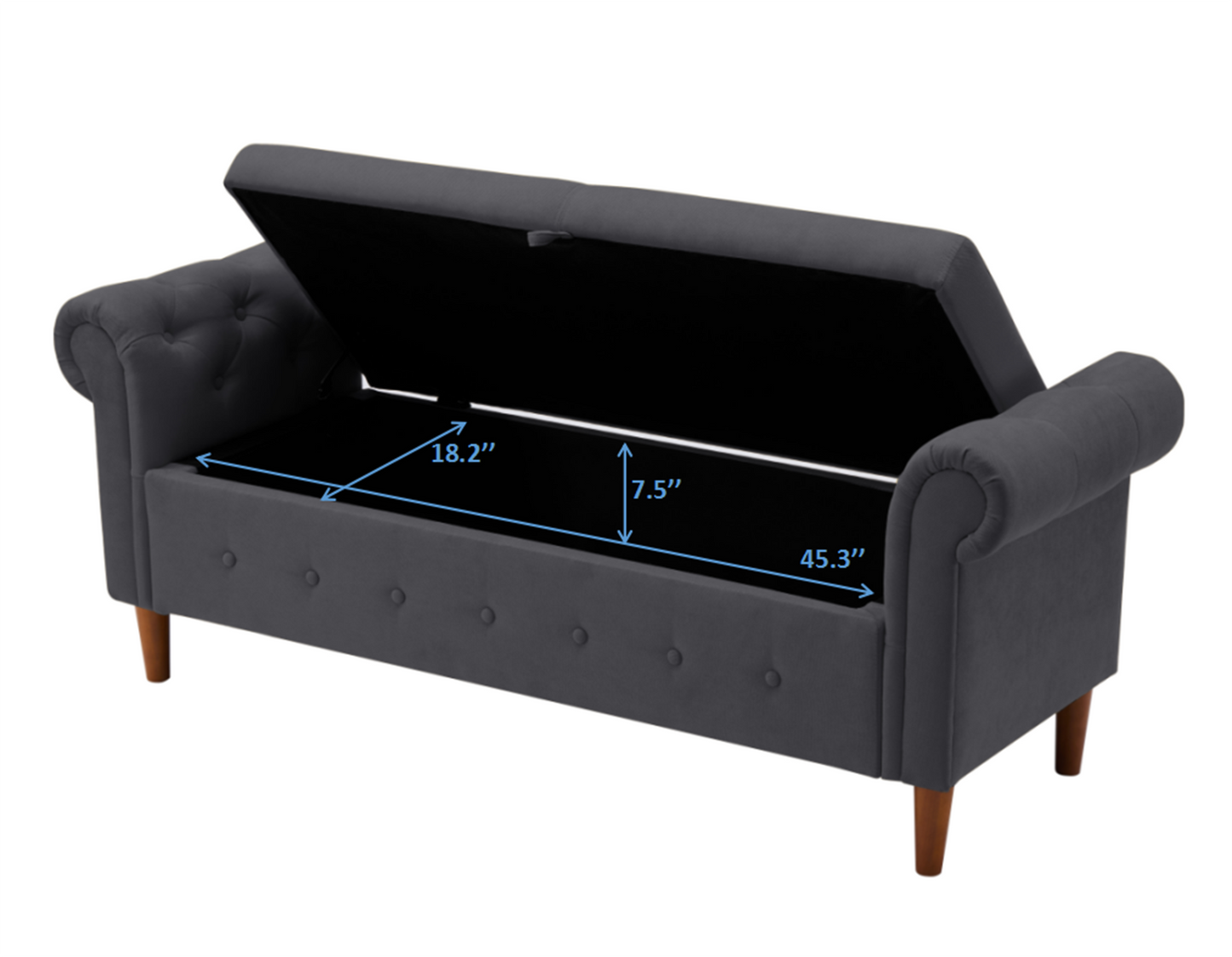 Dark Gray Multifunctional Storage Rectangular Sofa Stool: Spacious and Stylish Seating with Concealed Storage