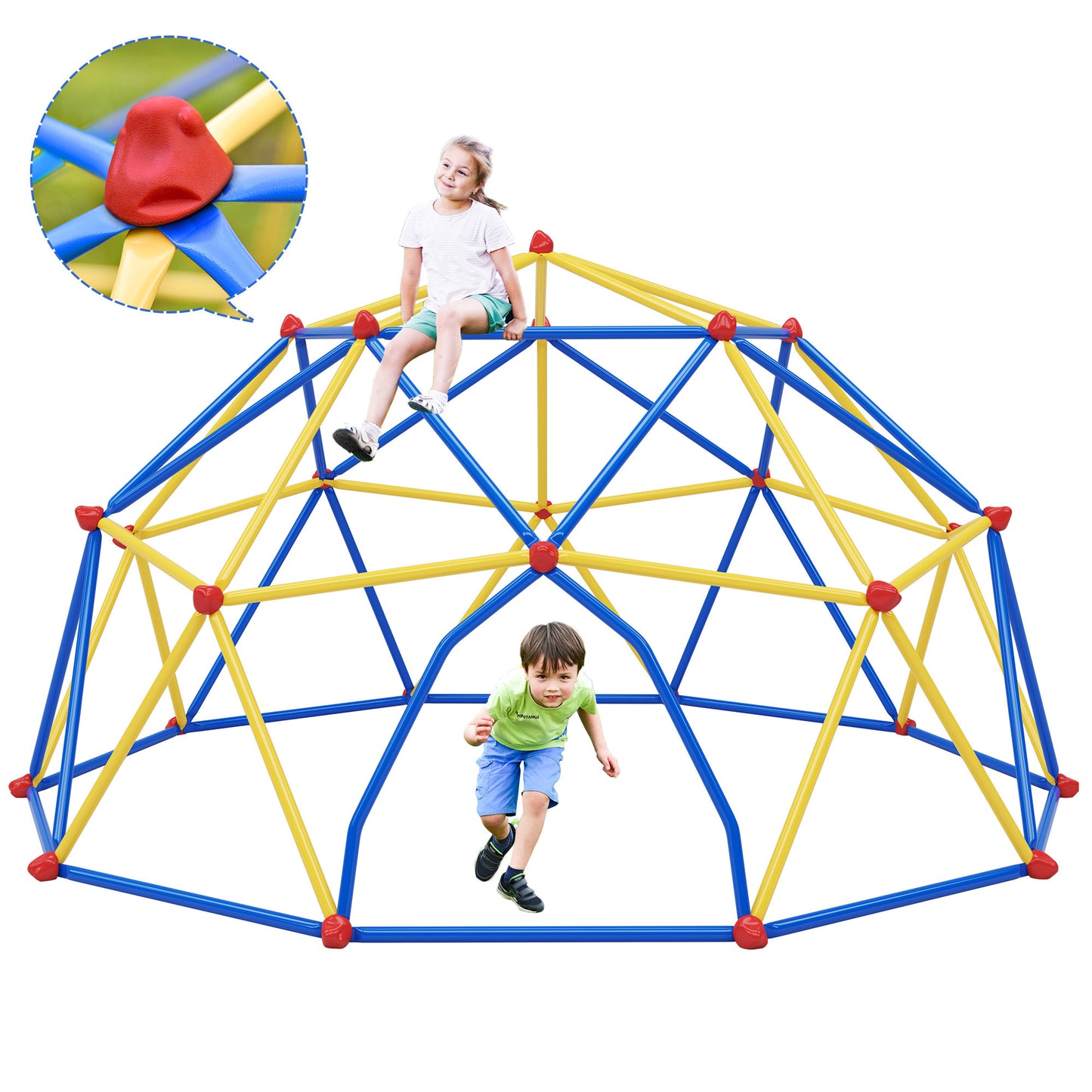 Kids Climbing Dome Jungle Gym - 10 ft Geometric Playground Dome Climber Play Center: Rust & UV Resistant Steel, Supports 1000 LBS