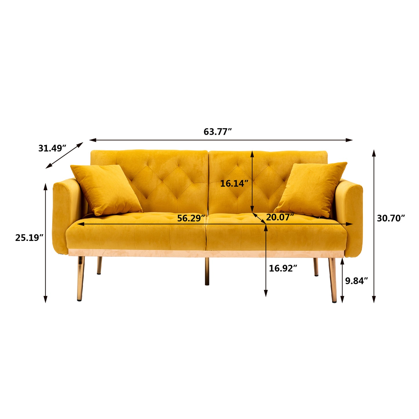 COOLMORE Velvet Sofa: Accent Loveseat with Rose Gold Metal Feet - Elegant and Stylish Upholstered Seating for Your Home Décor