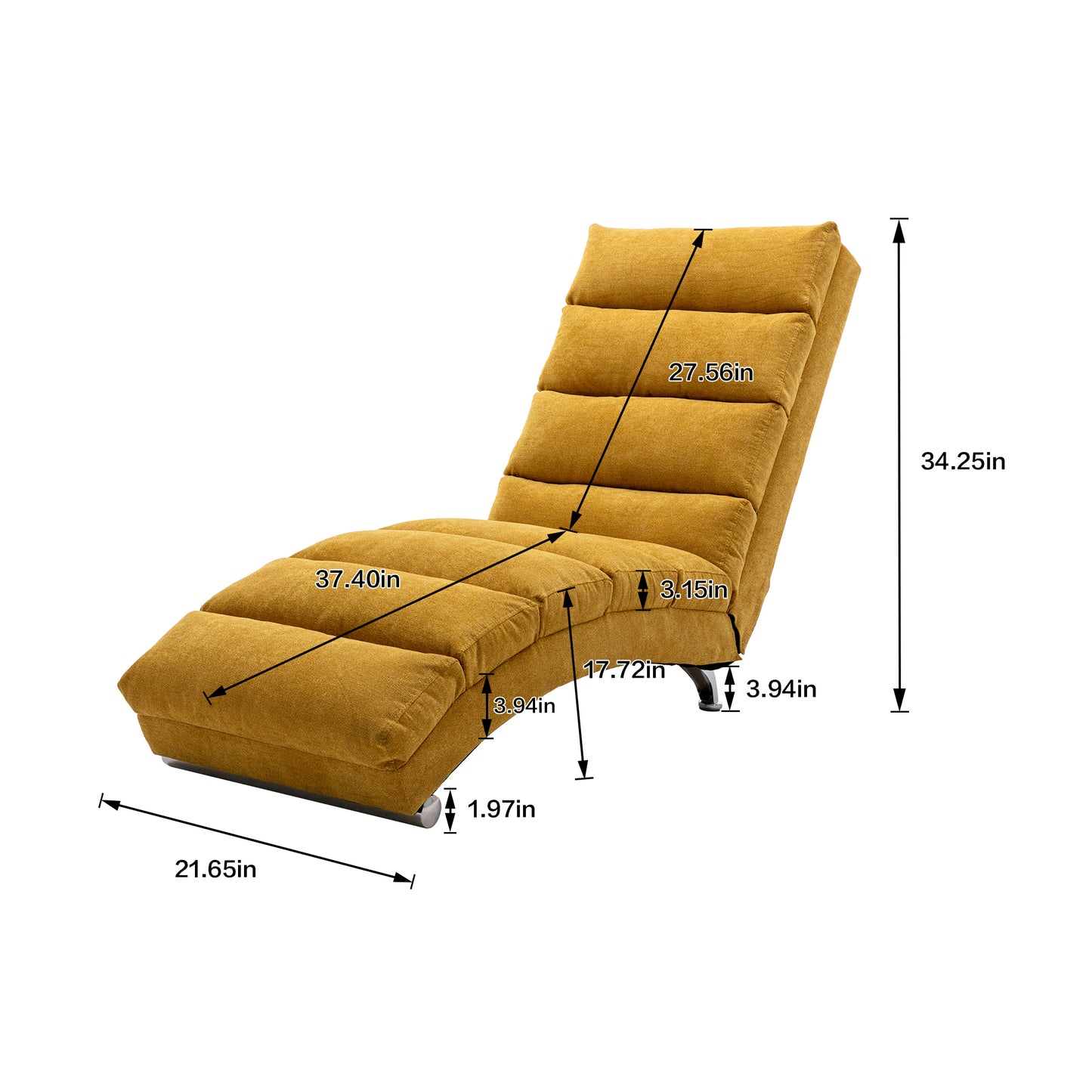 Linen Chaise Lounge Indoor Chair: Modern Long Lounger for Office or Living Room - COOLMORE.