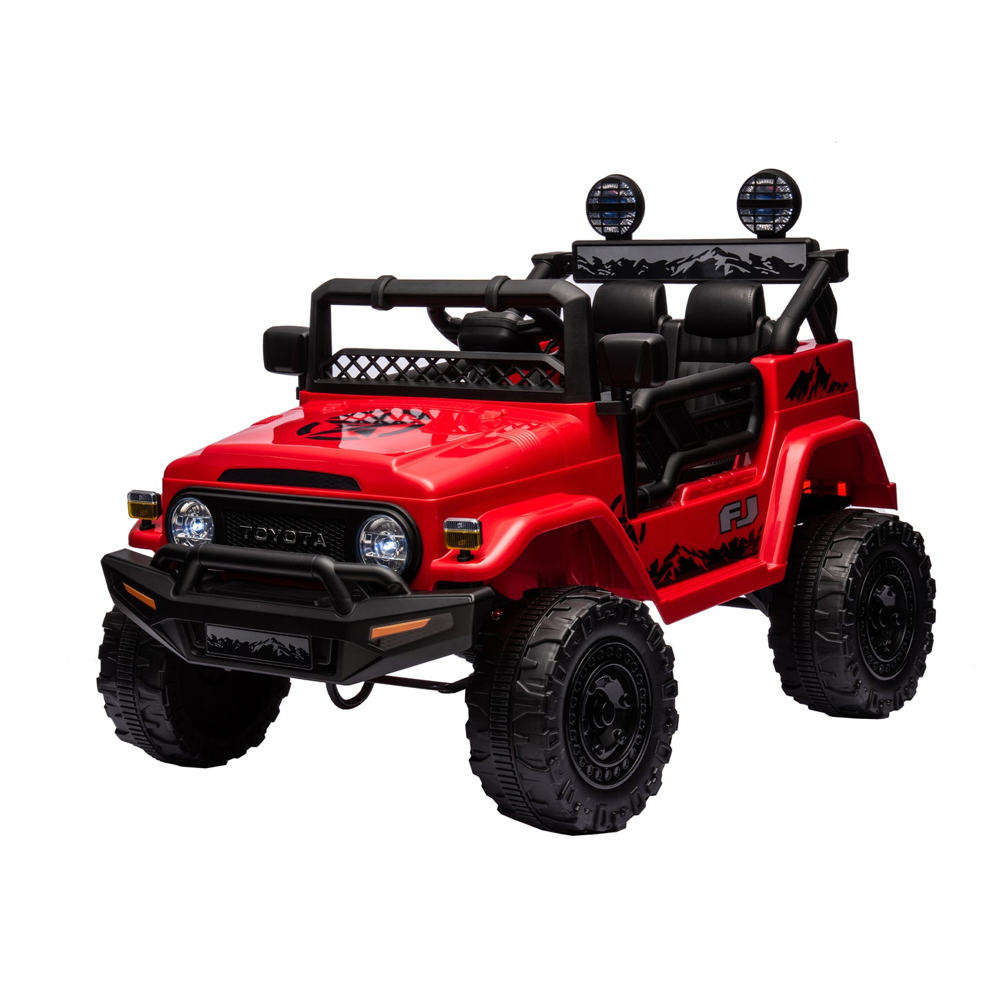 Licensed Toyota FJ Cruiser 12V Kids Ride On Car - Remote Control, Adjustable Speed, Power Display, USB/MP3/Bluetooth, LED Light, Safety Belt (Various Colors/Sizes)