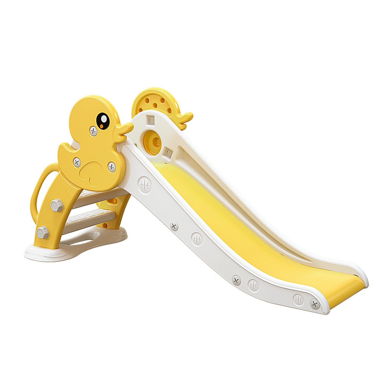 Kid Slide for Toddler Age 1-3: Indoor & Outdoor Yellow Plastic Slide for Pet Ducks - Playground Climber Slide