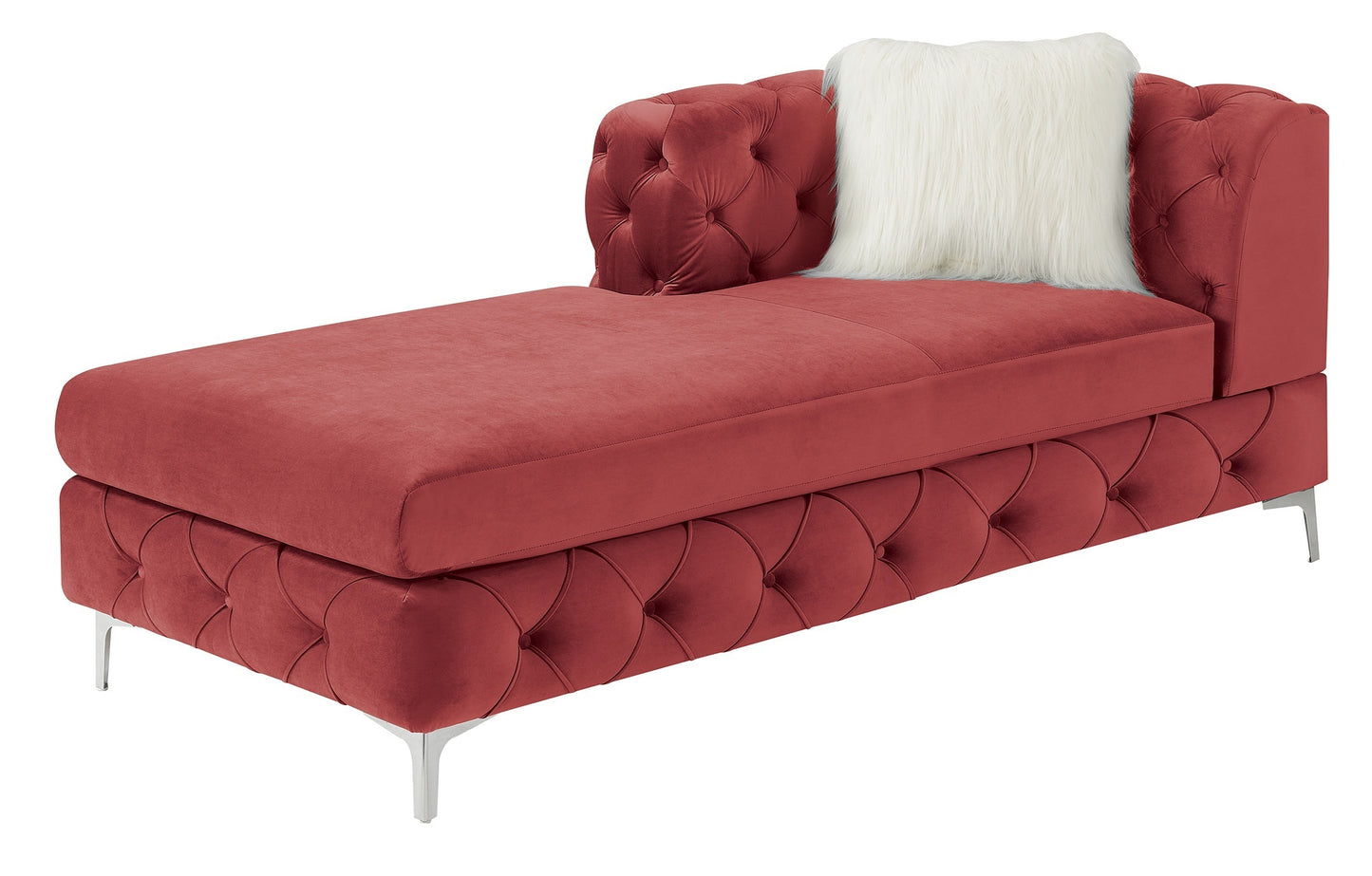 Gorgeous Living Room U-Sectional Burgundy Velvet Tufted Cushion Couch LAF and RAF Chaise Armless Loveseat: Luxurious Velvet U-Sectional Couch with Tufted Cushions and Armless Loveseat in Burgundy Color