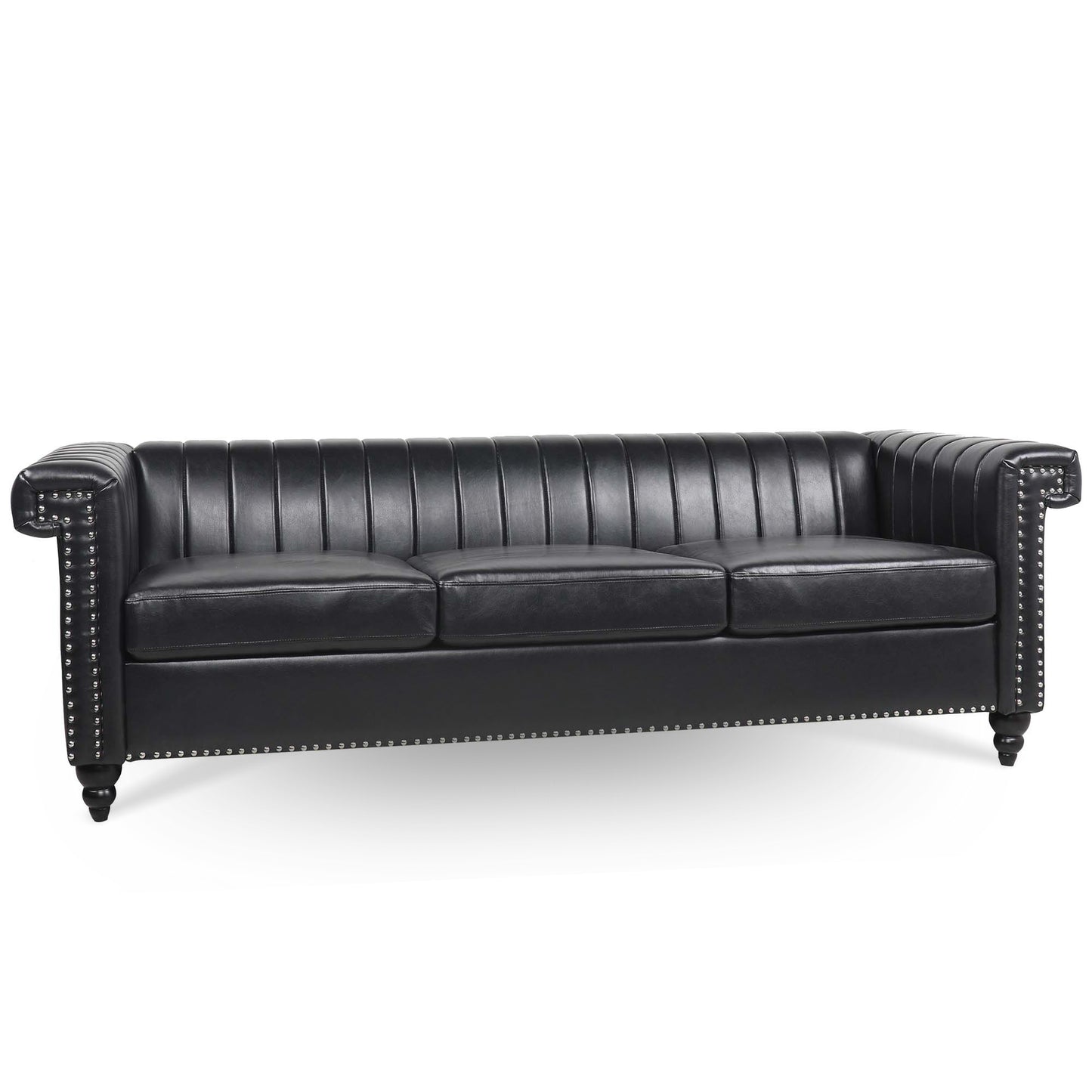 83.66" Traditional Square Arm Removable Cushion 3-Seater Sofa - Classic Design, Ample Seating, Multiple Color Options