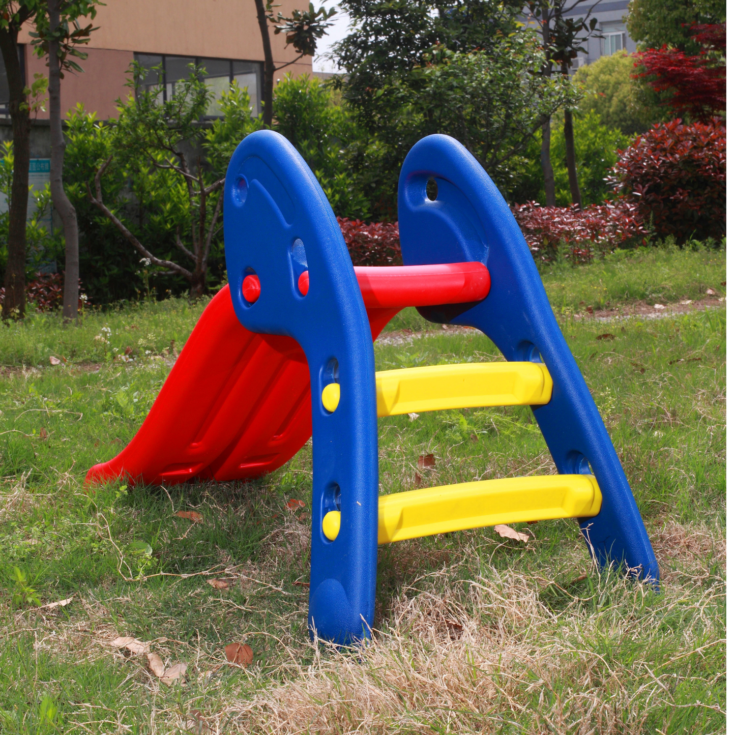 Kids Plastic Foldable Slide - CE Proved Indoor Playground Equipment - Blue/Red/Yellow (XSL001)