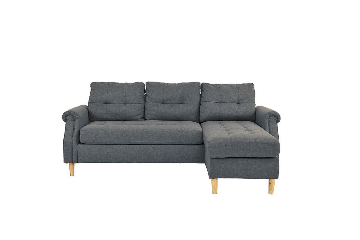 Living Room Corner Sectional: Blue Grey Polyfiber Chaise Sofa - Reversible, Comfortable, Stylish, Spacious, 220 Letters