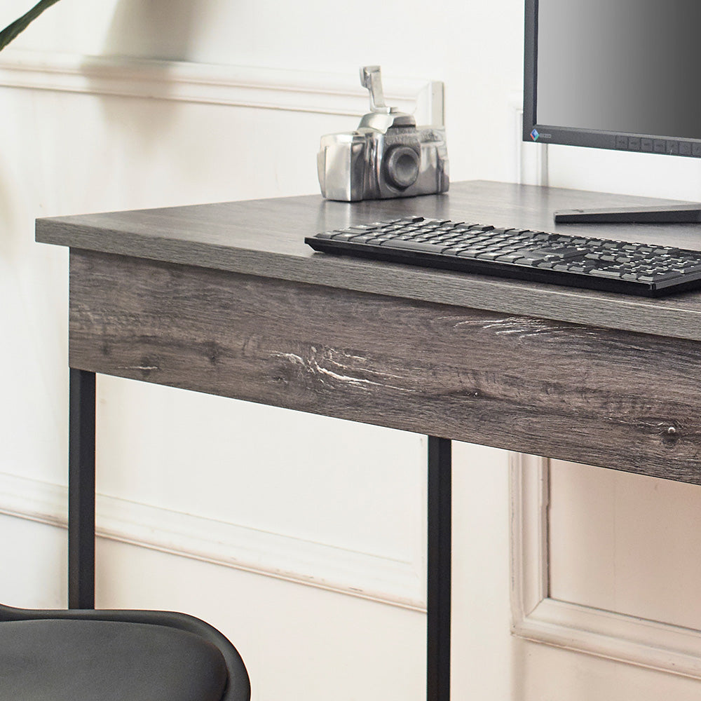 Klair Living Wood and Metal Desk with One Drawer in Rustic Gray