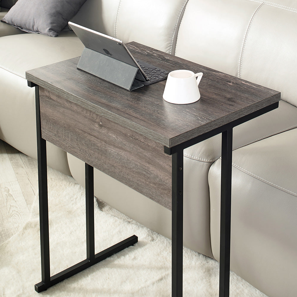 Klair Living Wood Top and Metal Base TV Tray in Rustic Gray