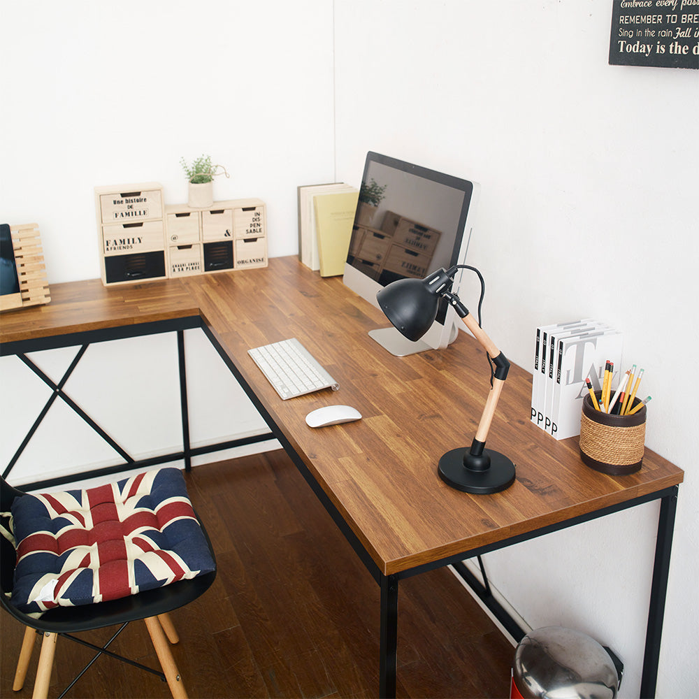 Klair Living Wood and Metal Corner Desk