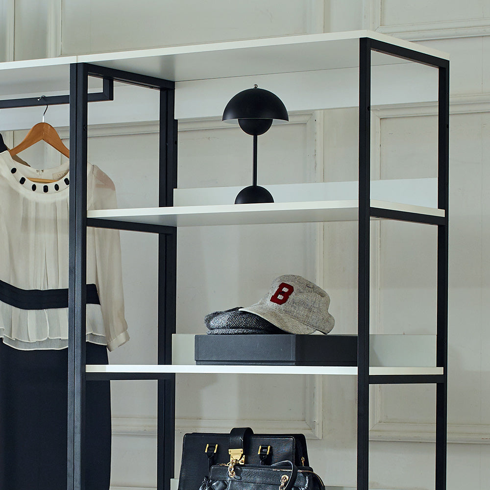 Klair Living White Freestanding Walk in Wood Closet System with Metal Frame