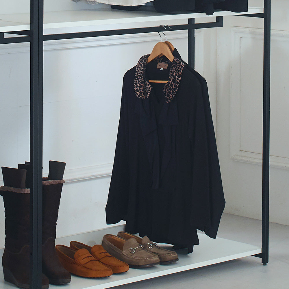 Klair Living White Freestanding Walk in Wood Closet System with Metal Frame