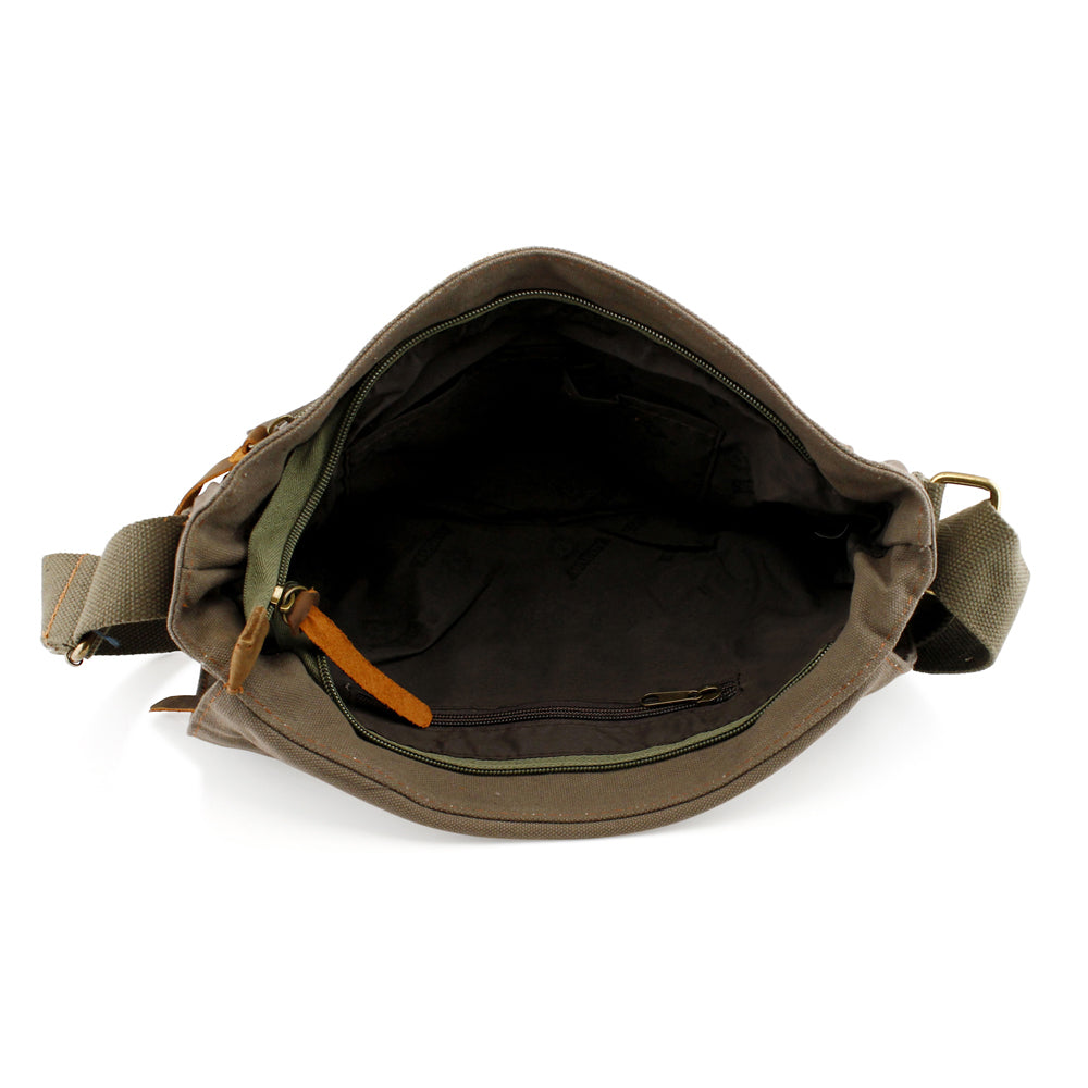 GEARONIC TM Men's Vintage Canvas Leather Tote Satchel School Military Shoulder Messenger Sling Crossbody Hiking Bag Backpack For Toiletry Gym Travel Work Laptop