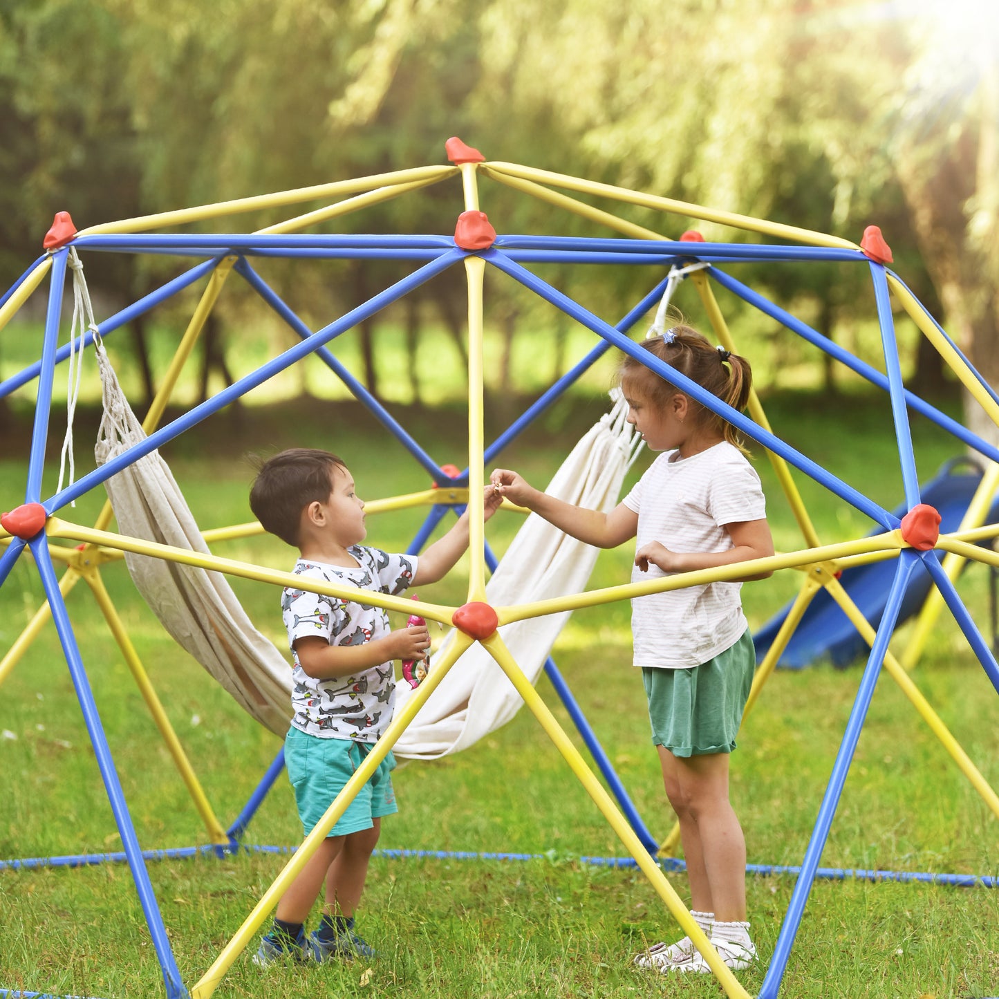 Kids Climbing Dome Jungle Gym - 10 ft Geometric Playground Dome Climber Play Center: Rust & UV Resistant Steel, Supports 1000 LBS