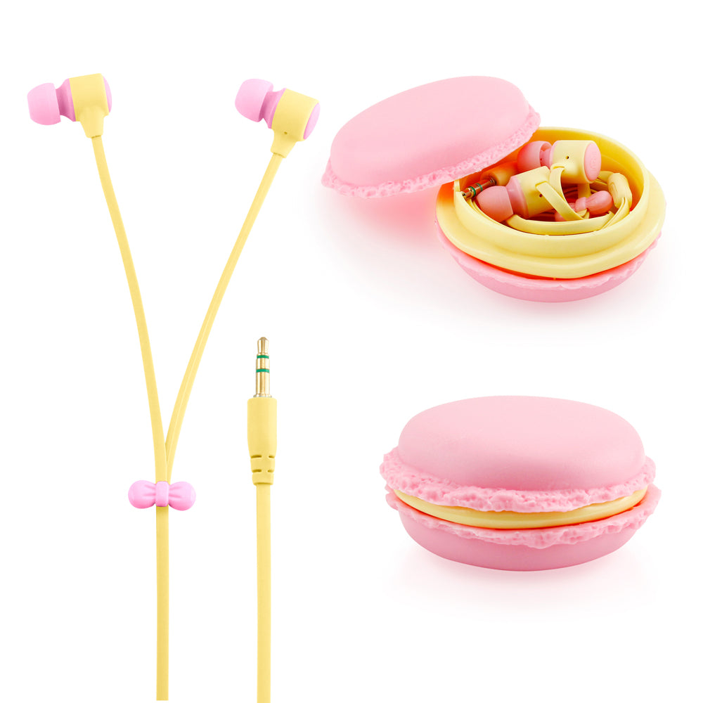 GEARONIC TM Cute 3.5mm in Ear Earphones Earbuds Headset with Macaroon Ear Buds Organizer Box Case for iPhone,for Samsung,for Mp3 iPod Pc Music