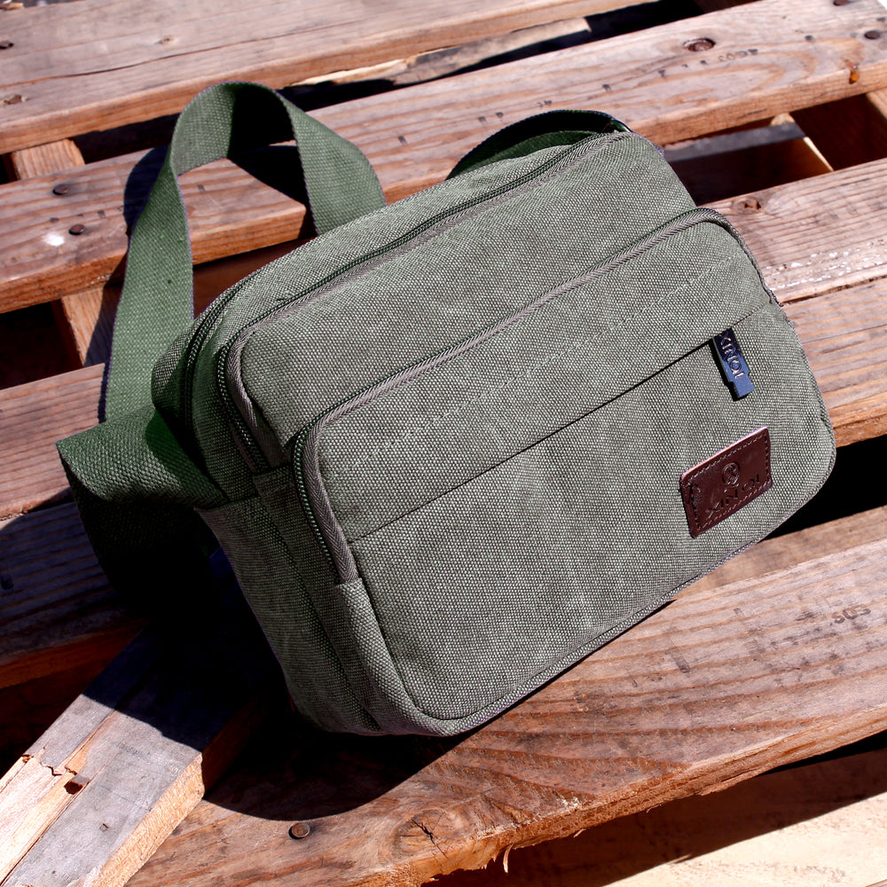 GEARONIC TM Men Vintage Crossbody Canvas Messenger Shoulder Bag School Hiking Military Travel Satchel
