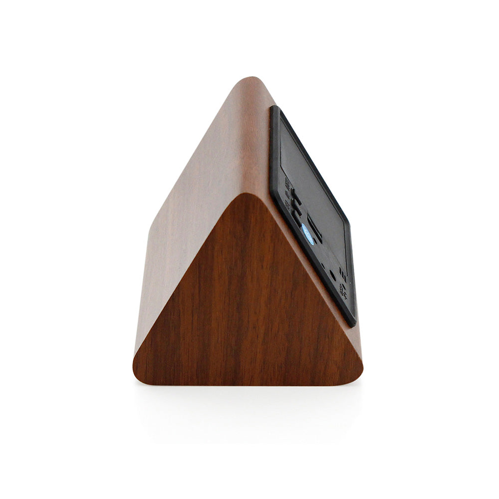 GEARONIC TM Modern Triangle Wood Clock Digital LED Wooden Alarm Clocks Digital Desk Thermometer Classical Timer Calendar