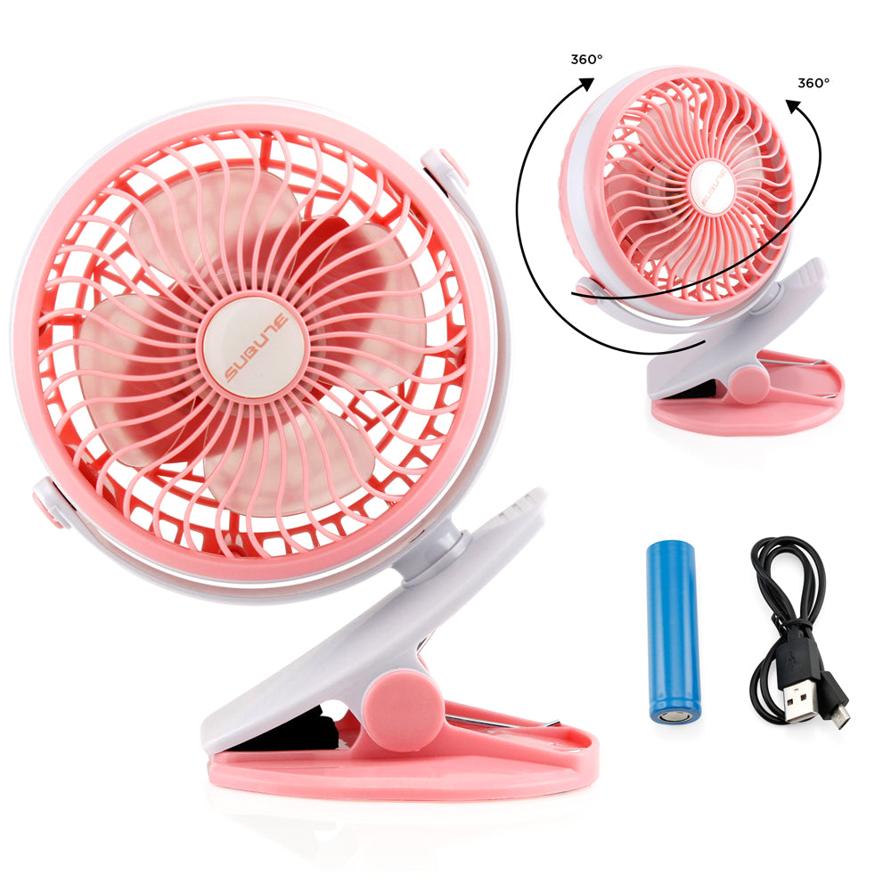 Oct17 Portable Stroller Table Fan Rechargeable Battery USB Mini Battery Operated Clip on Mini Desk Fan For Home Office Baby Stroller Car Laptop Study Gym Camping Tent