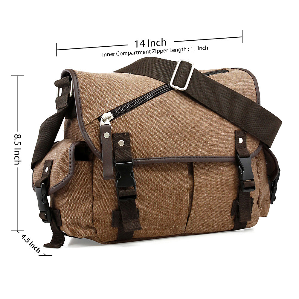 Oct17 Men Messenger Bag School Shoulder Canvas Vintage Crossbody Military Satchel Bag Laptop
