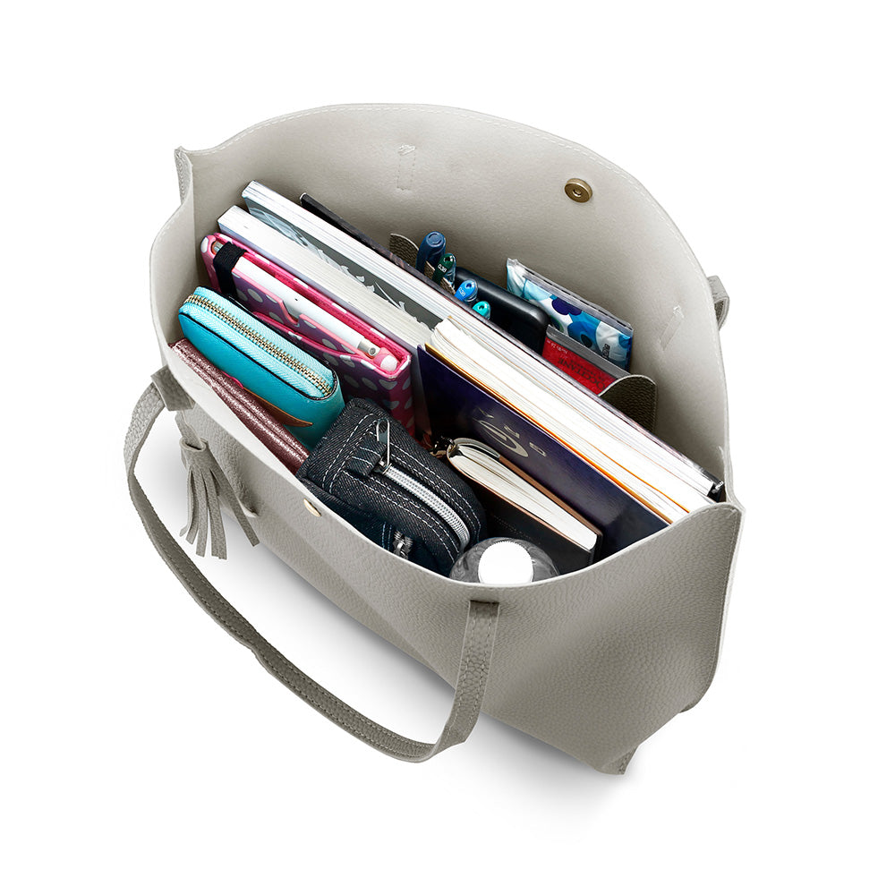 OCT17 Women Tote Bag - Tassels Faux Leather Shoulder Handbags, Fashion Ladies Purses Satchel Messenger Bags