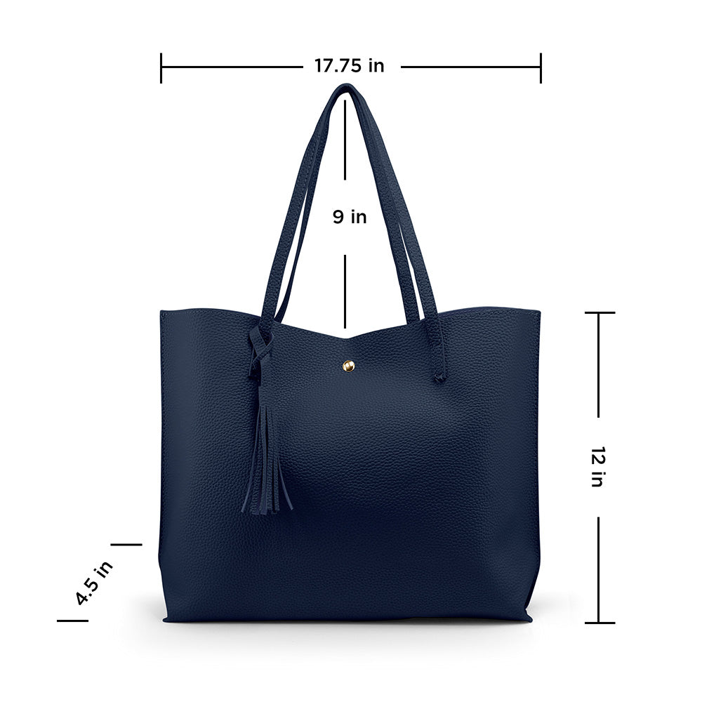 OCT17 Women Tote Bag - Tassels Faux Leather Shoulder Handbags, Fashion Ladies Purses Satchel Messenger Bags
