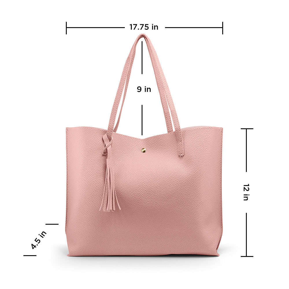 OCT17 Women Tote Bag - Tassels Faux Leather Shoulder Handbags, Fashion Ladies Purses Satchel Messenger Bags