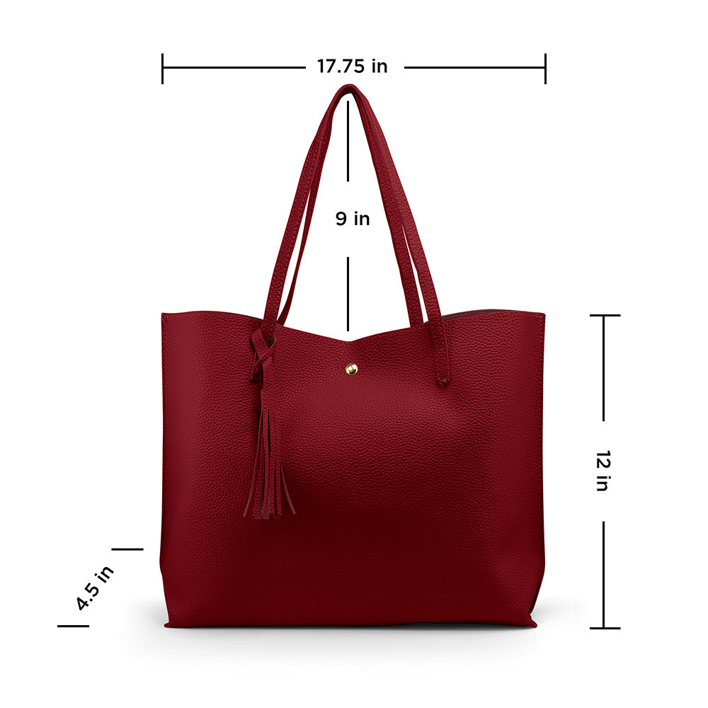 OCT17 Women Tote Bag - Tassels Faux Leather Shoulder Handbags, Fashion Ladies Purses Satchel Messenger Bags