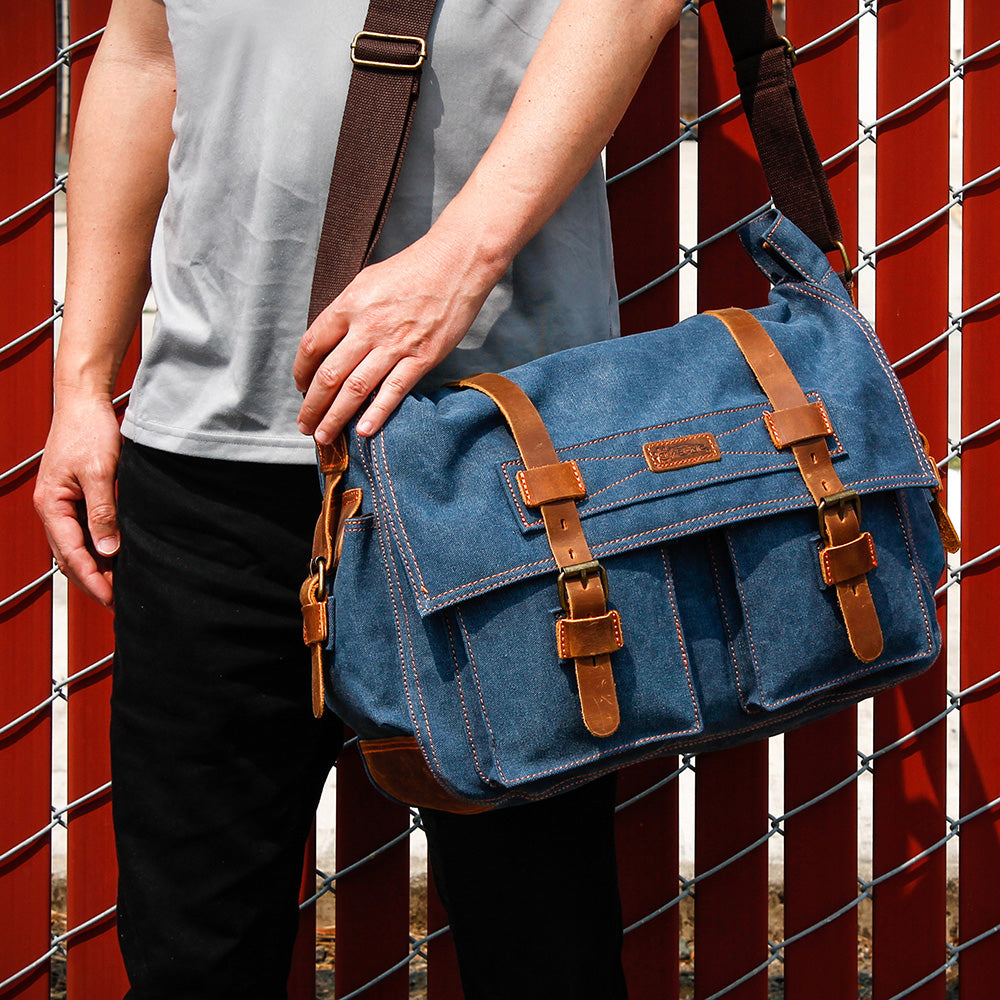 GEARONIC Men's Messenger Bag Laptop Satchel Vintage Shoulder Military Crossbody