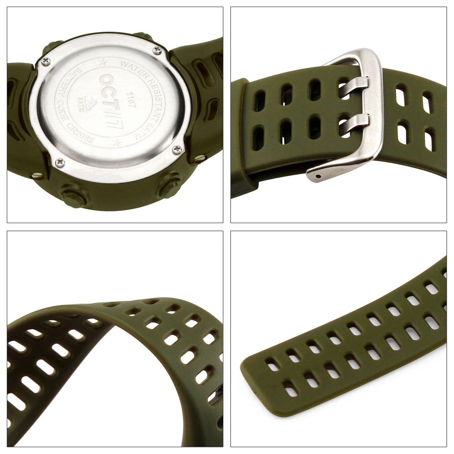 OCT17 Men's Mens Digital Sports Outdoor Watch Military Army Waterproof Fashion Casual Wristwatch Calendar Stopwatch Alarm LED Light