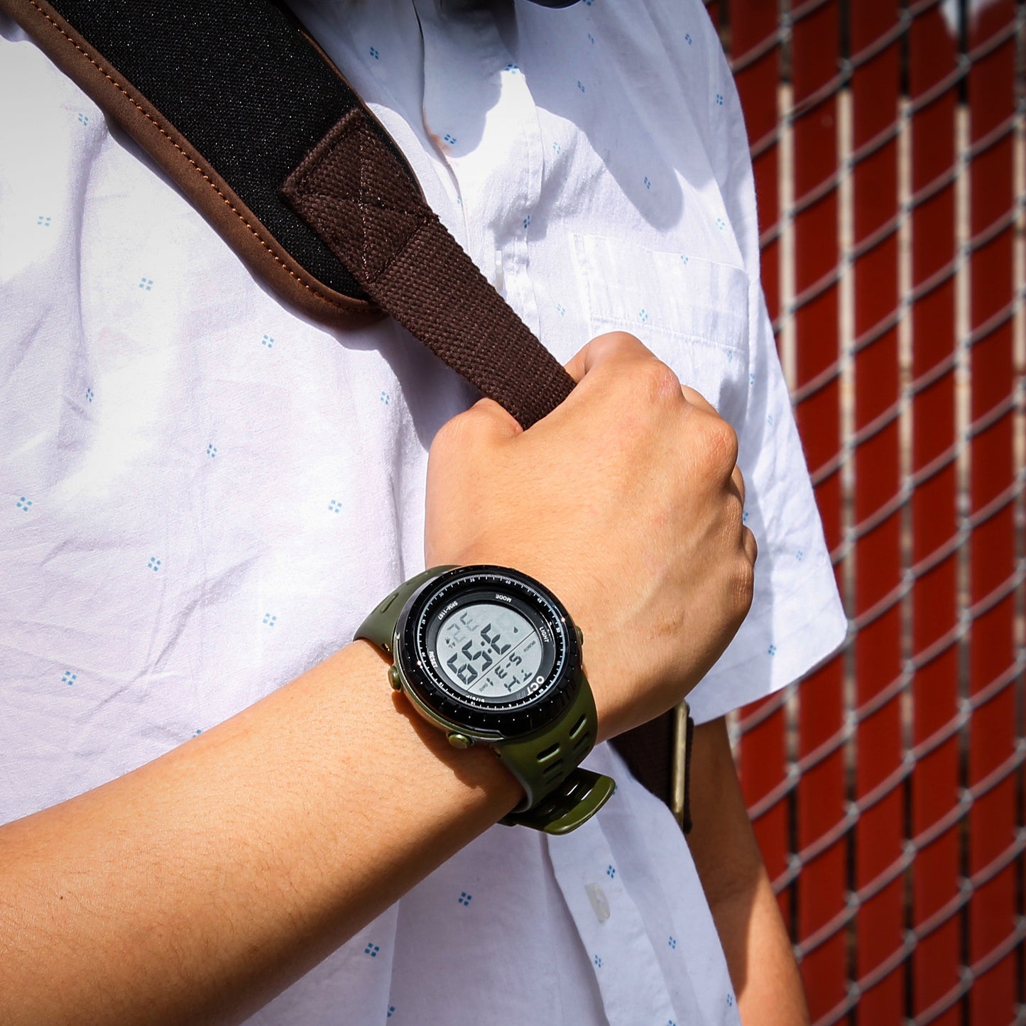 OCT17 Men's Mens Digital Sports Outdoor Watch Military Army Waterproof Fashion Casual Wristwatch Calendar Stopwatch Alarm LED Light
