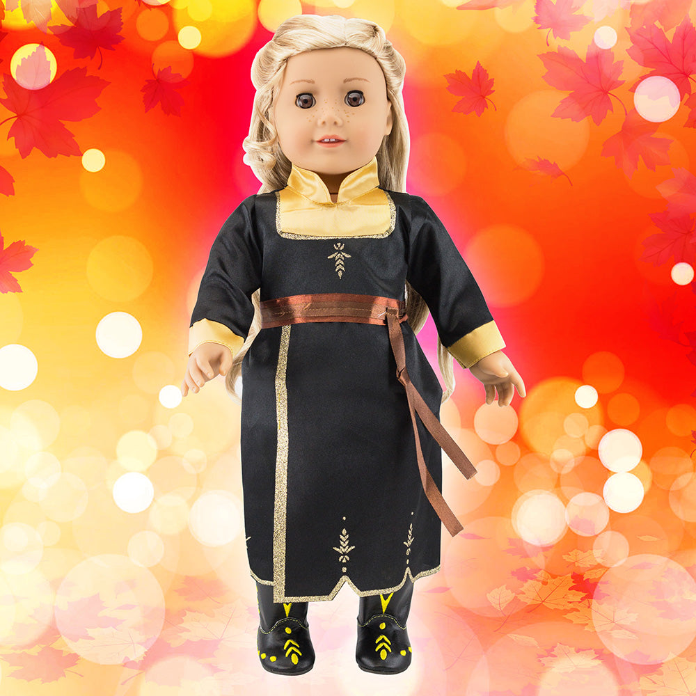 OCT17 Fits Compatible with American Girl 18" Princess Dress 18 Inch Doll Clothes Outfit Set Costume (Purple)