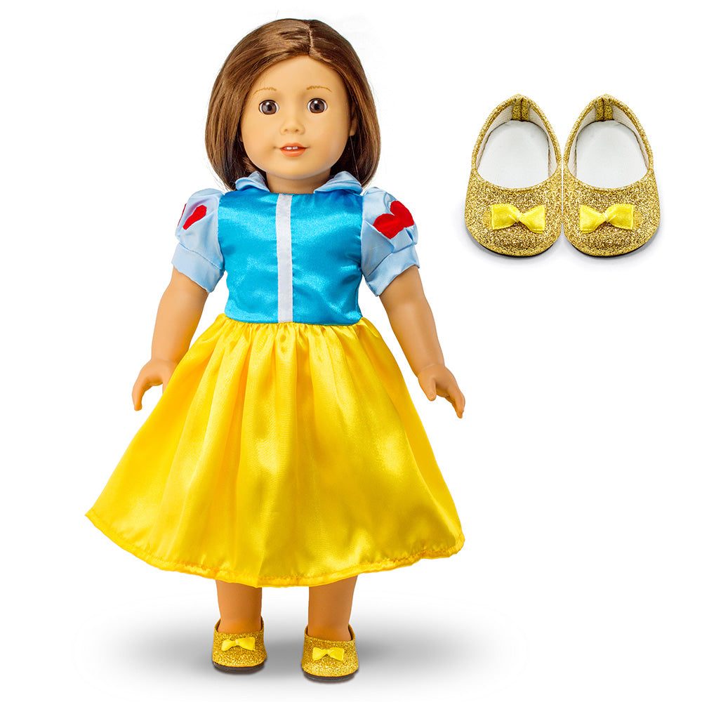 OCT17 Fits Compatible with American Girl 18" Princess Dress 18 Inch Doll Clothes Accessories Costume Outfit Set with Shoes