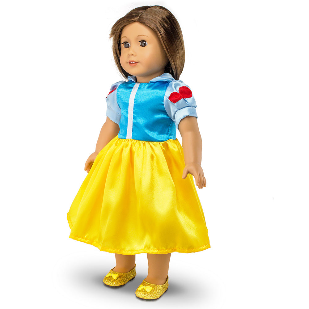 OCT17 Fits Compatible with American Girl 18" Princess Dress 18 Inch Doll Clothes Accessories Costume Outfit Set with Shoes