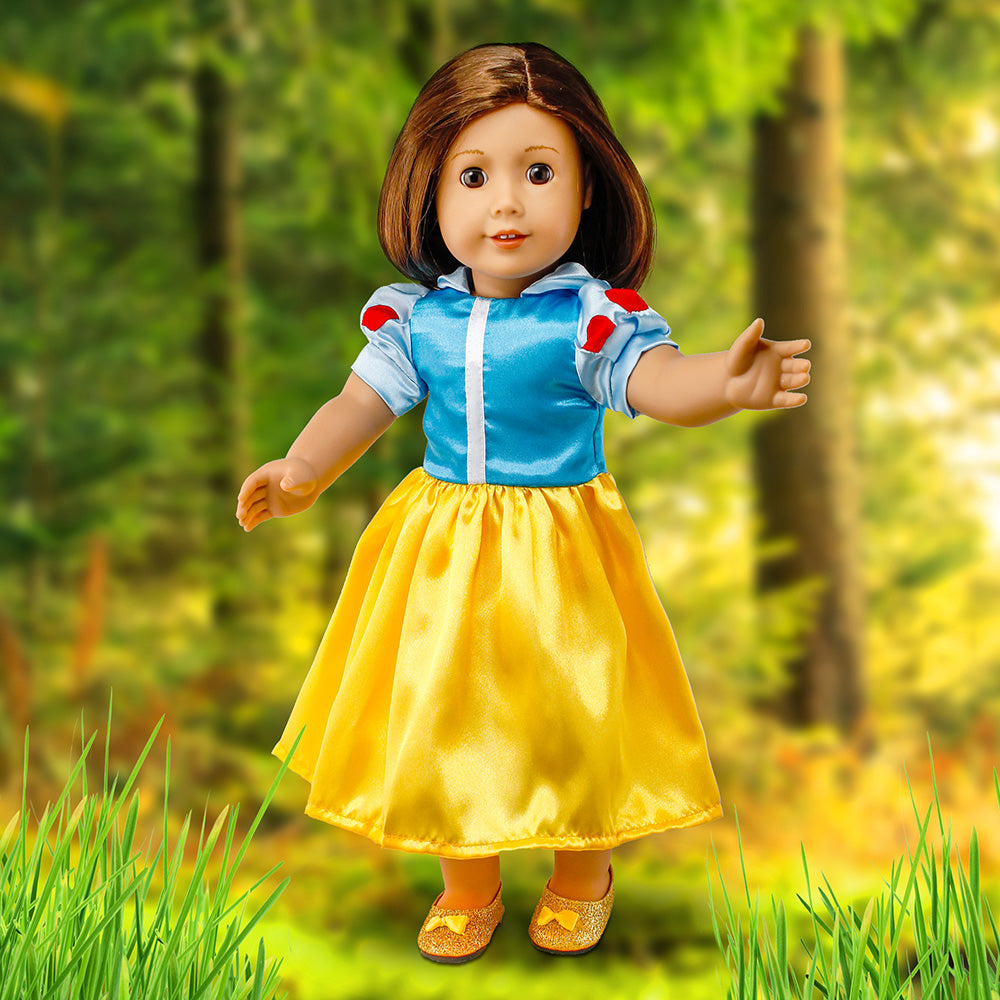 OCT17 Fits Compatible with American Girl 18" Princess Dress 18 Inch Doll Clothes Accessories Costume Outfit Set with Shoes