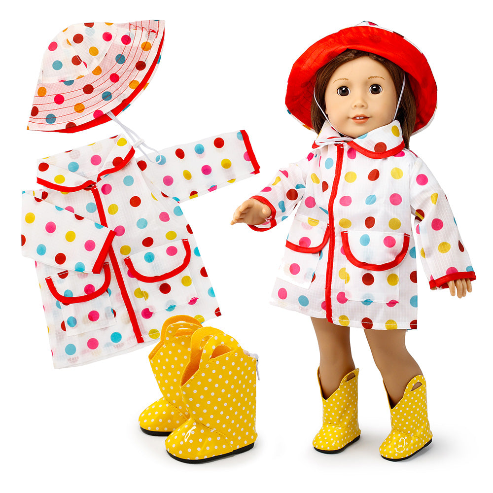 Oct17 Doll Clothes for American Girl 18? inch Dolls Wardrobe Makeover Outift Dressy Raincoat Casual Dress Boots Bundle