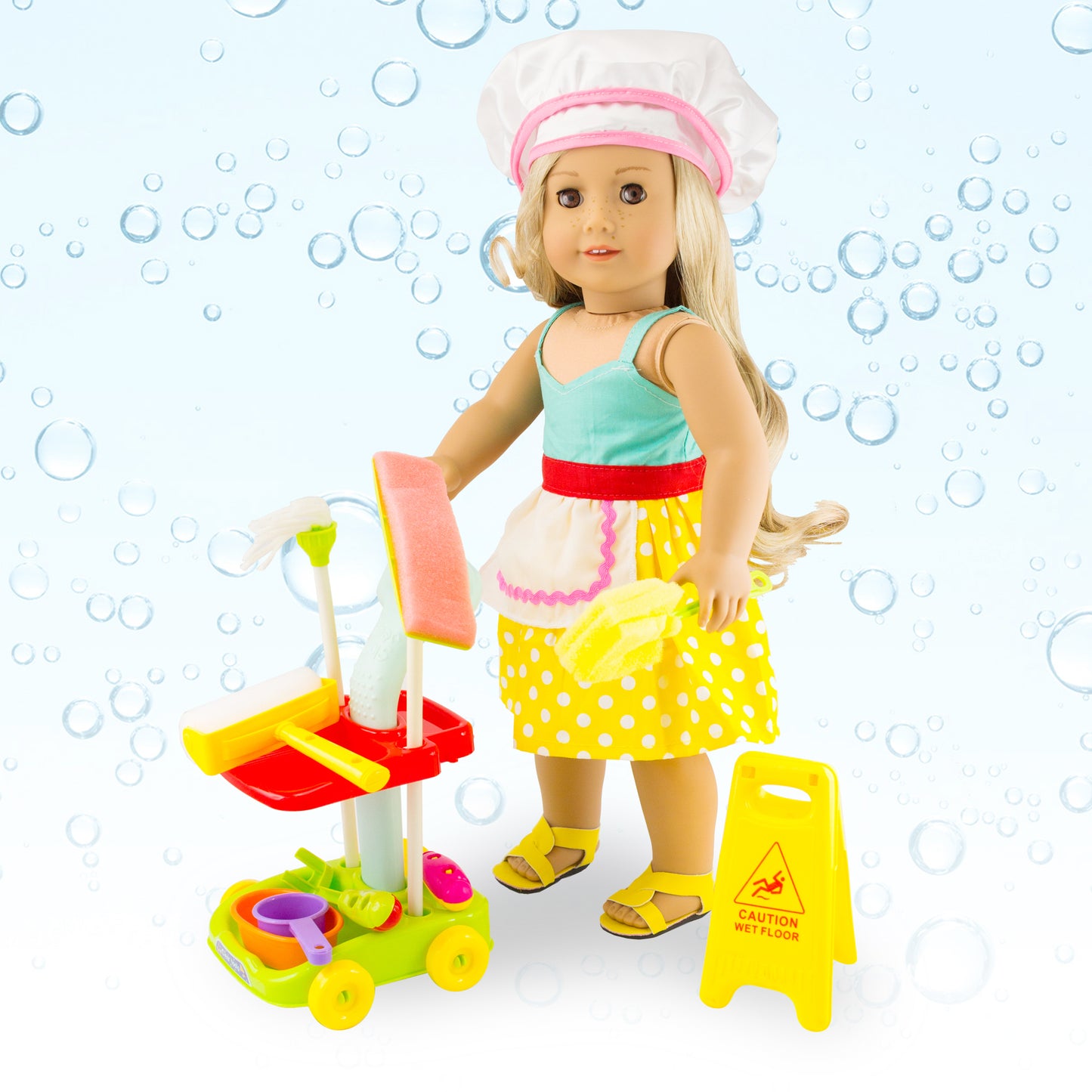 Oct17 Doll Clothes for American Girl 18? inch Dolls Housekeeping Cleaning Dress Accessories