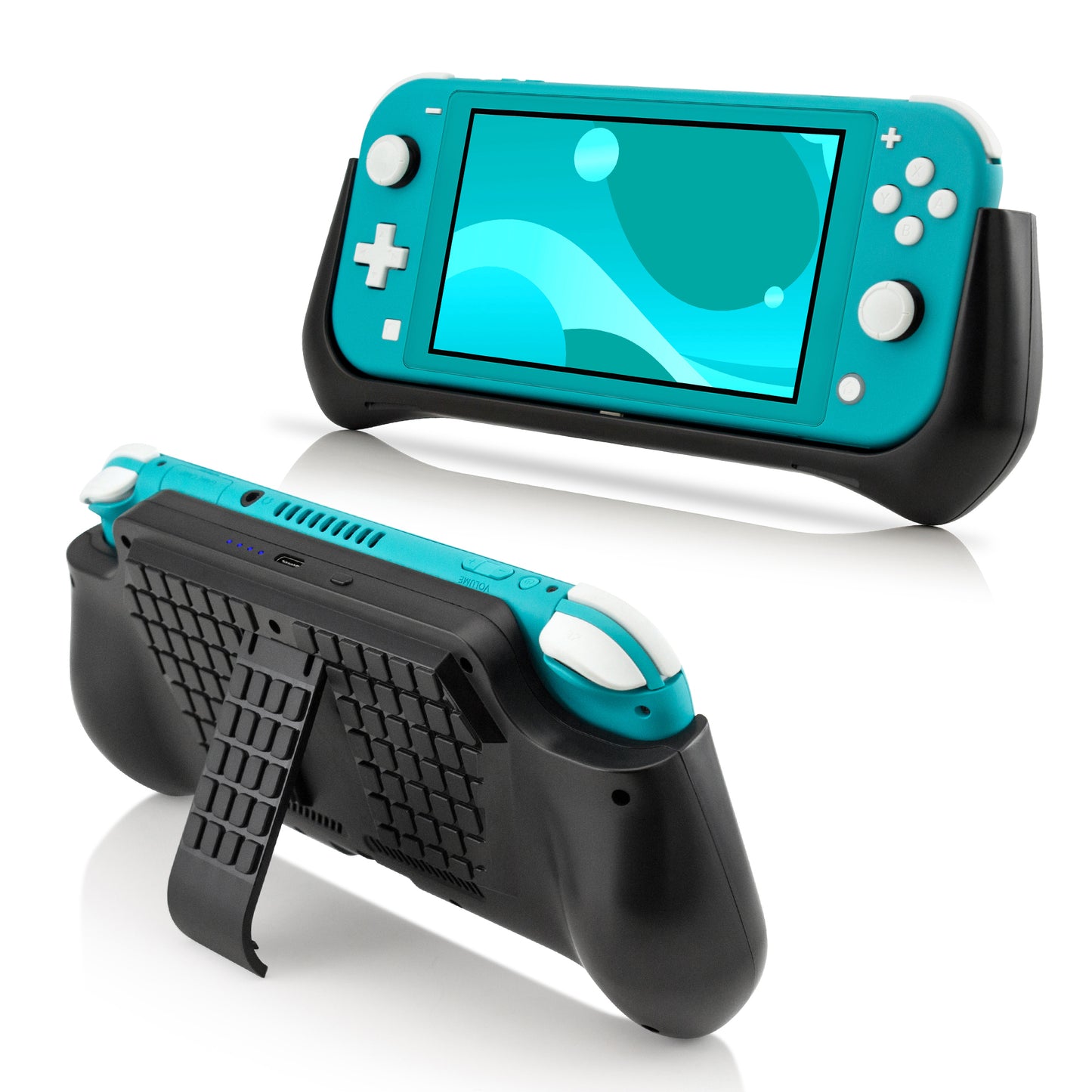 8000 MAH USB-C PD External Battery Charging Case for Nintendo Switch Lite with Built-In Kick Stand, Power Bank Travel Backup & Charger Cable