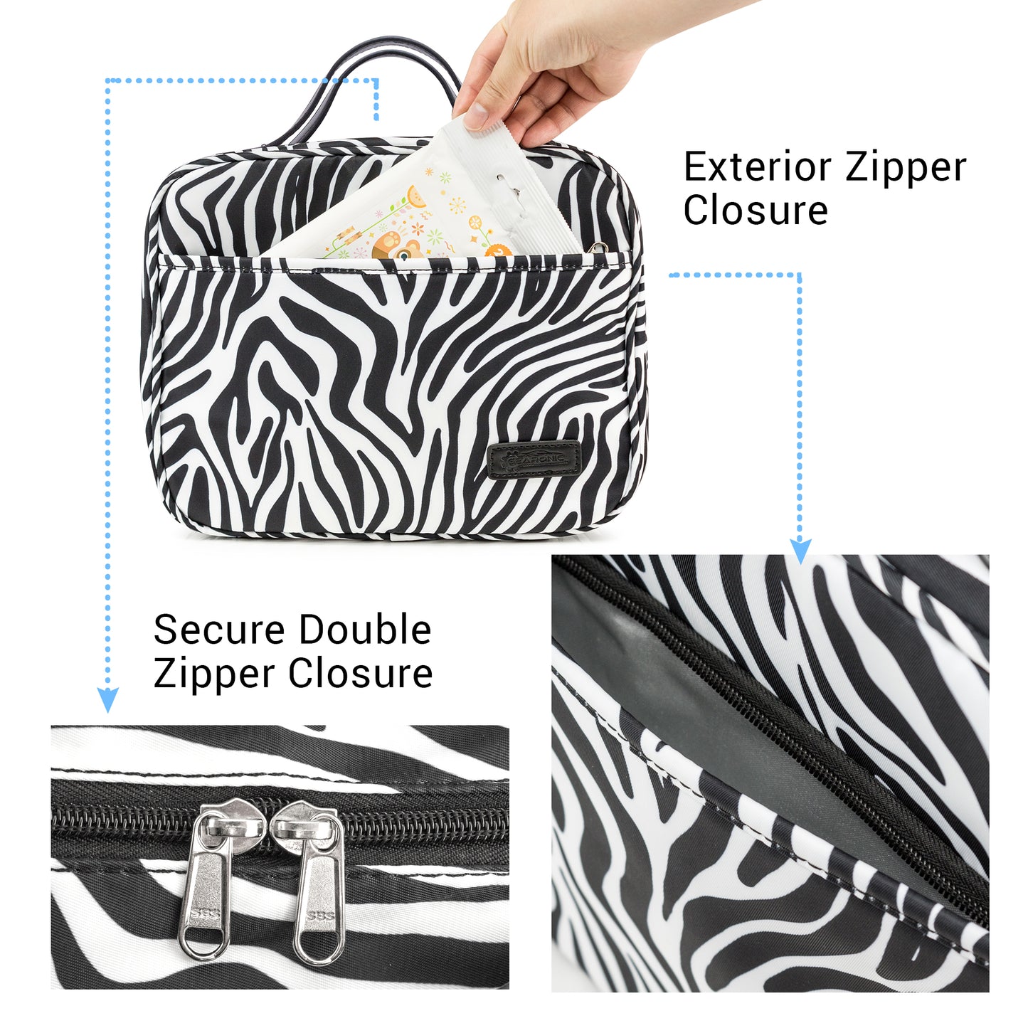 Large Toiletry Bag Travel Organizer with Hanging Hook, Water-resistant Makeup Cosmetic Bag Travel Case for Accessories, Shampoo, Toiletries, Personal Hygiene Items