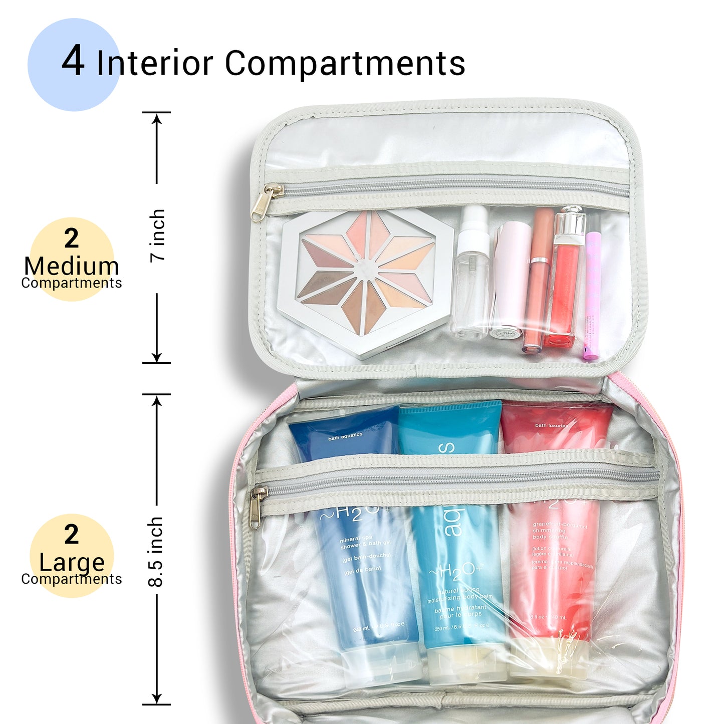 Large Toiletry Bag Travel Organizer with Hanging Hook, Water-resistant Makeup Cosmetic Bag Travel Case for Accessories, Shampoo, Toiletries, Personal Hygiene Items