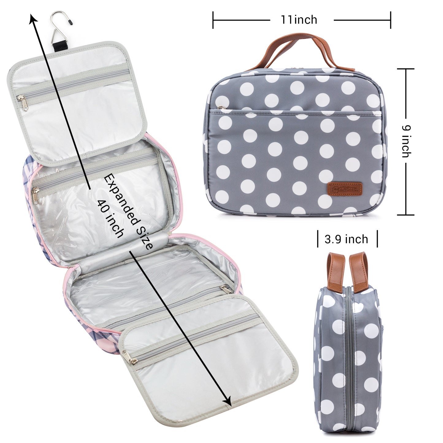 Large Toiletry Bag Travel Organizer with Hanging Hook, Water-resistant Makeup Cosmetic Bag Travel Case for Accessories, Shampoo, Toiletries, Personal Hygiene Items