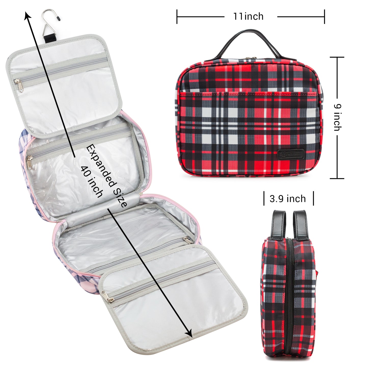 Large Toiletry Bag Travel Organizer with Hanging Hook, Water-resistant Makeup Cosmetic Bag Travel Case for Accessories, Shampoo, Toiletries, Personal Hygiene Items