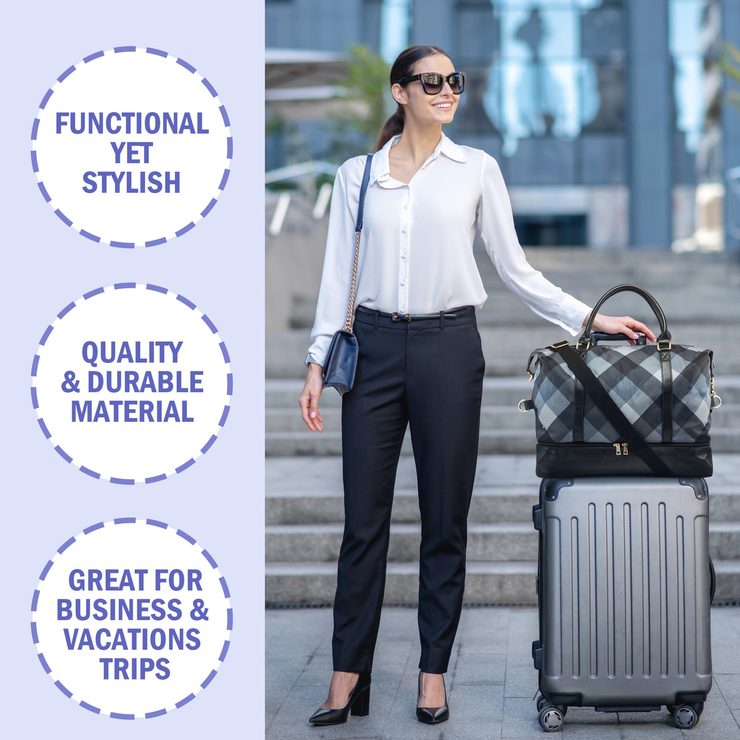 Gearonic Weekender Bag Travel Duffle for Women Men Overnight Carry On Tote with Shoe Compartment and Luggage Sleeve