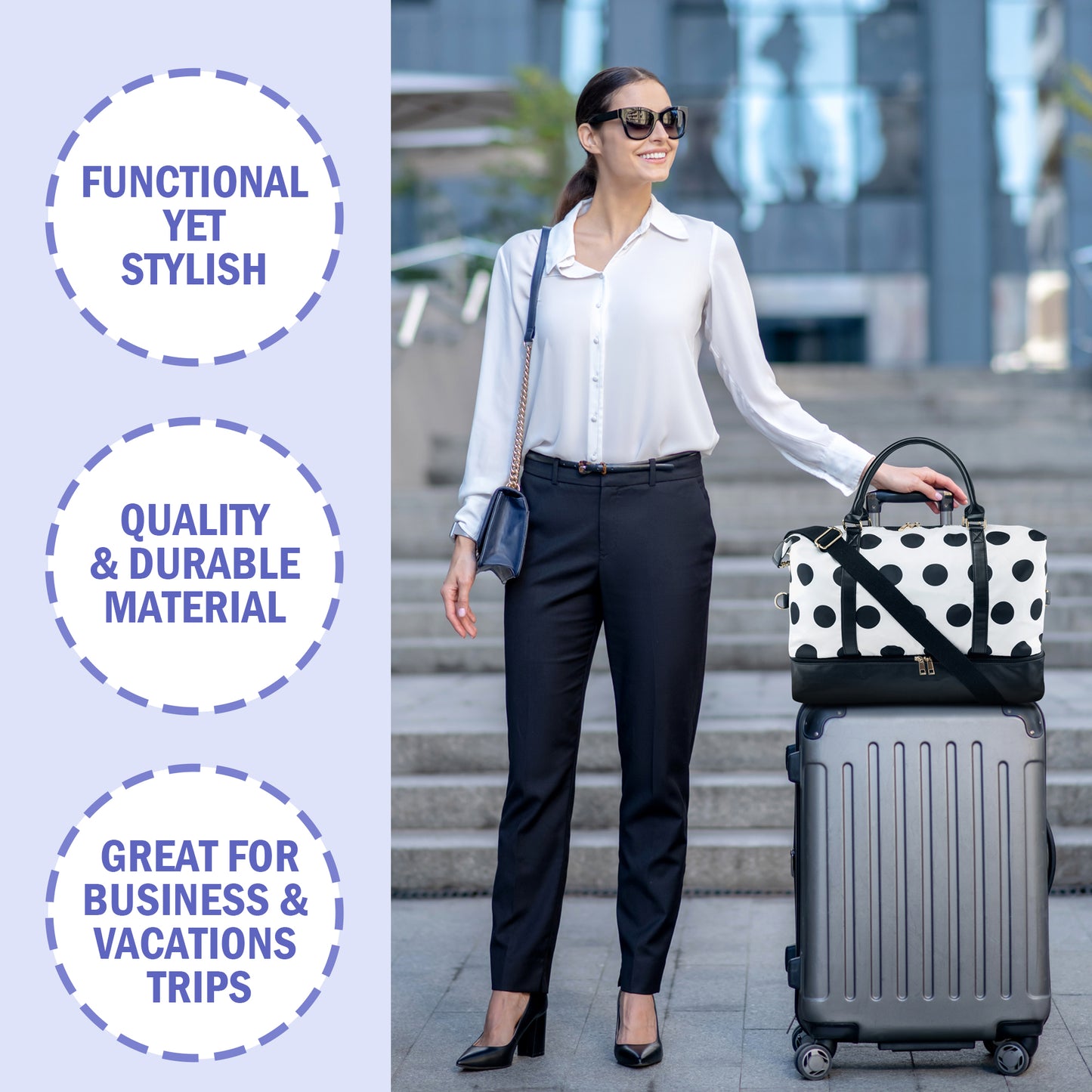 Gearonic Weekender Bag Travel Duffle for Women Men Overnight Carry On Tote with Shoe Compartment and Luggage Sleeve