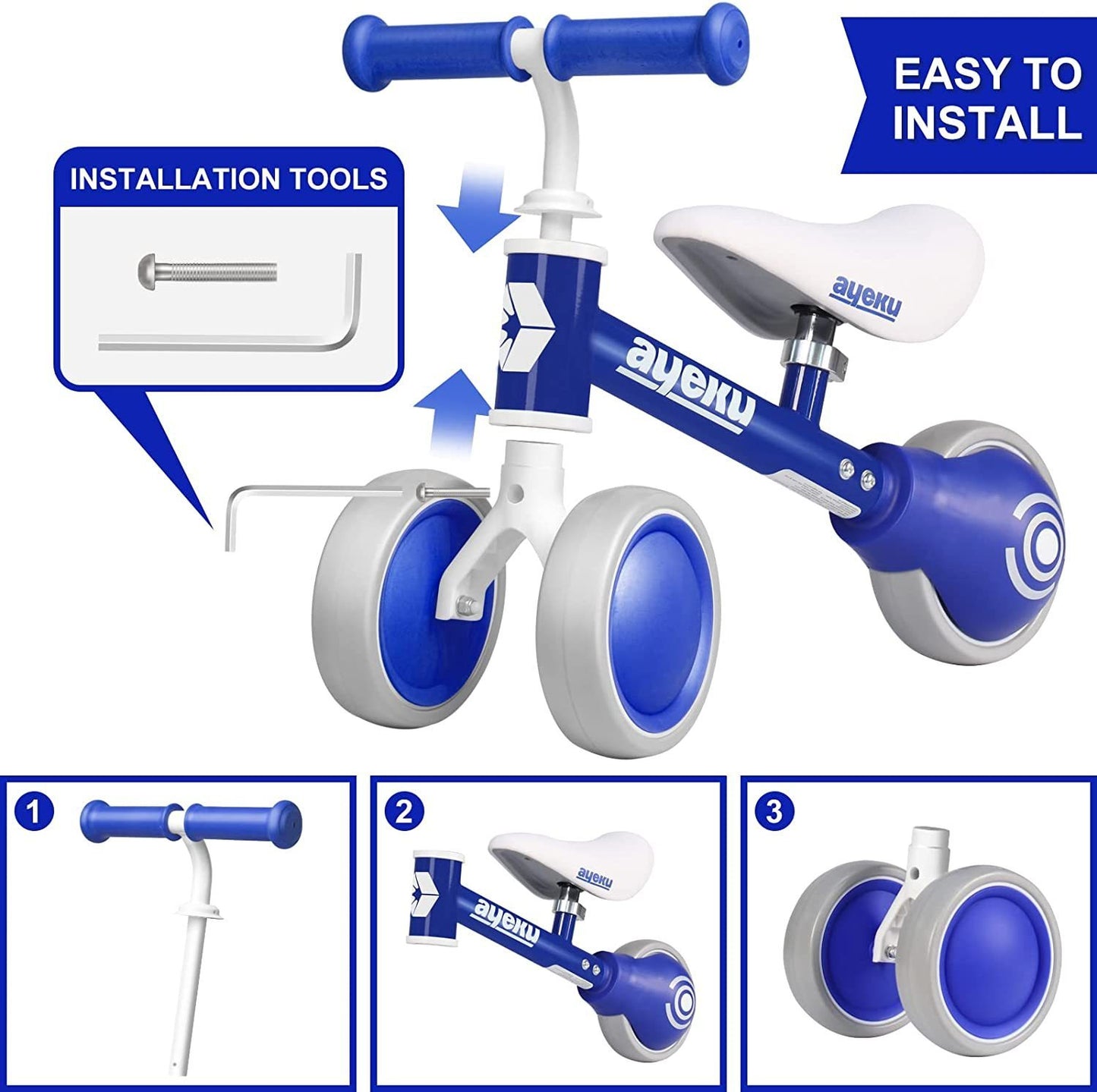 AyeKu Baby Balance Bike Toys for 1 Year Old Boy - 1st Birthday Gifts, Toddler Bike for 12-24 Months - Kids First Bike, Ideal Baby Toys