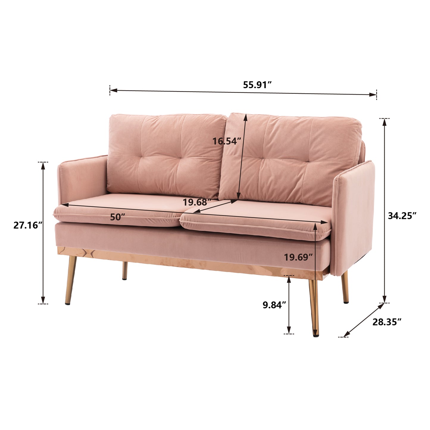 COOLMORE Velvet Sofa: Accent Loveseat with Stainless Feet - Stylish and Comfortable Home Furniture in Various Colors and Sizes