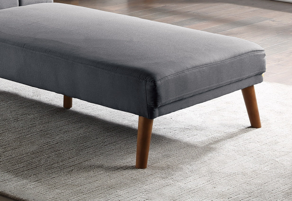 Blue Grey Polyfiber 2pc Sectional Sofa Set: Solid Wood Legs, Tufted Couch, Adjustable Sofa Chaise