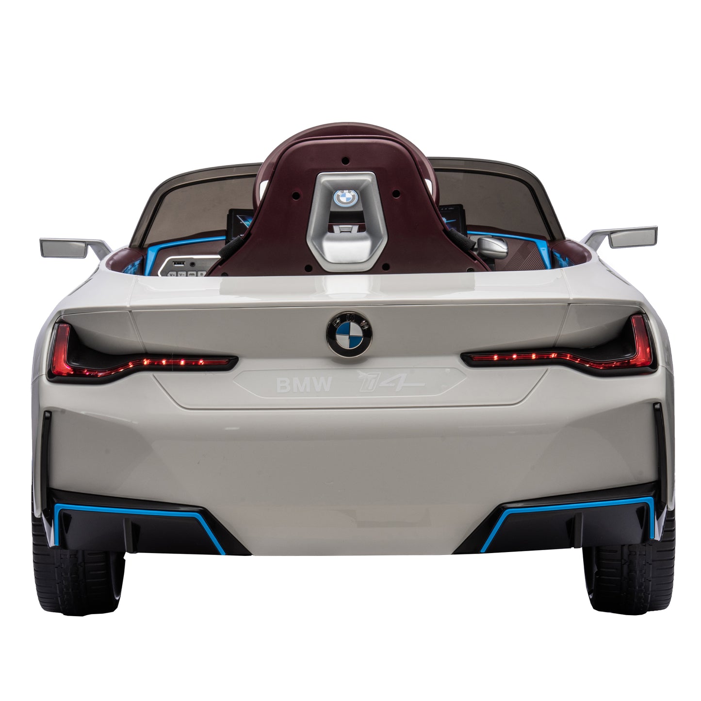 Licensed BMW I4 12V Kids Ride-On Car: 2.4G Remote Control, Electric, 3-Speed, Power Display, USB, MP3, Bluetooth, LED Lights, Safety Belt, Story - Black