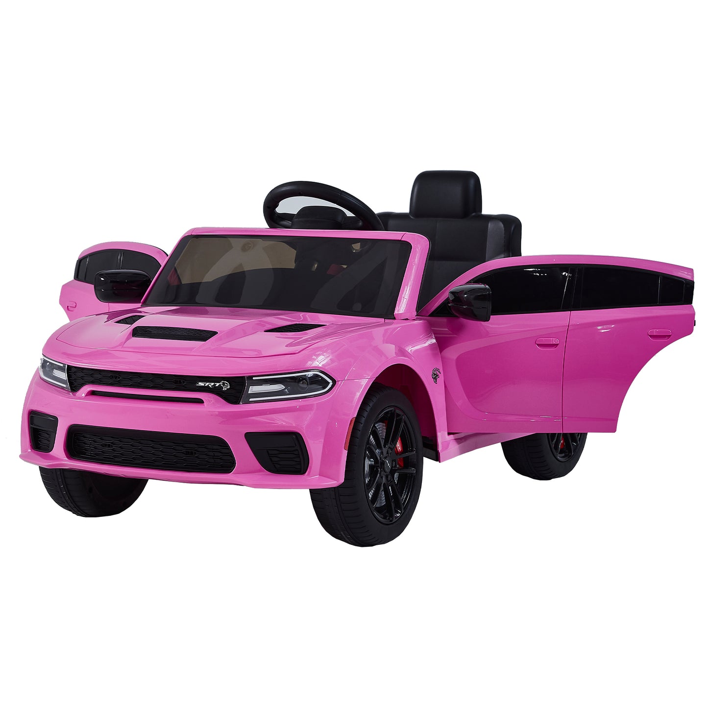 12v Kids Ride On Car with Remote Control, Three Speeds, Power Display, Slow Start, USB, MP3, Bluetooth, LED Light, Four Wheel Suspension - Licensed DODGE Charger