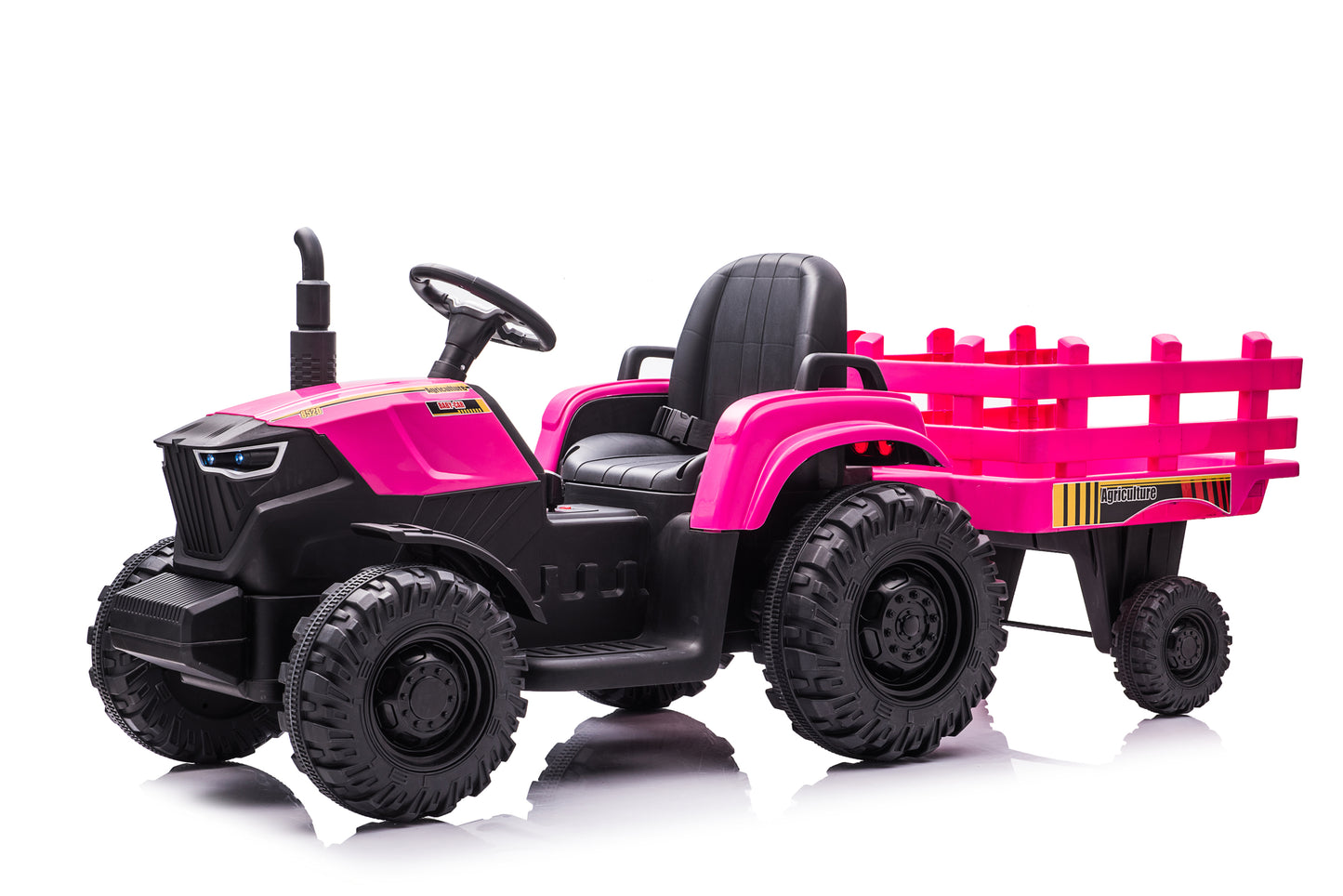 24V Tractor Double Drive Children Ride-on Car: 200W*2 12V9AH*2 Battery, 2.4G RC Key Start, Front & Backward, High & Low Speed, Tractor Sound, Front Light, USB, MP3, Power Display - Red, Blue, Green