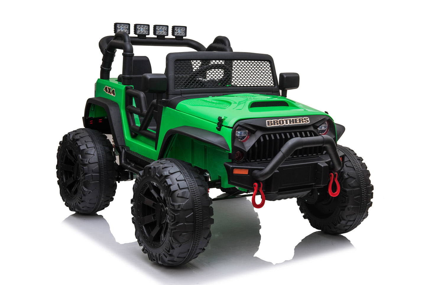 24vJEEP Double Drive Children Ride-on Car - 200W*2 Battery, Parent Remote Control, Electron Assisted Steering Wheel, Foot Pedal, LED Lights, Music Board (USB/Bluetooth/MP3/Volume) - Red/Blue/Green, Various Sizes Available