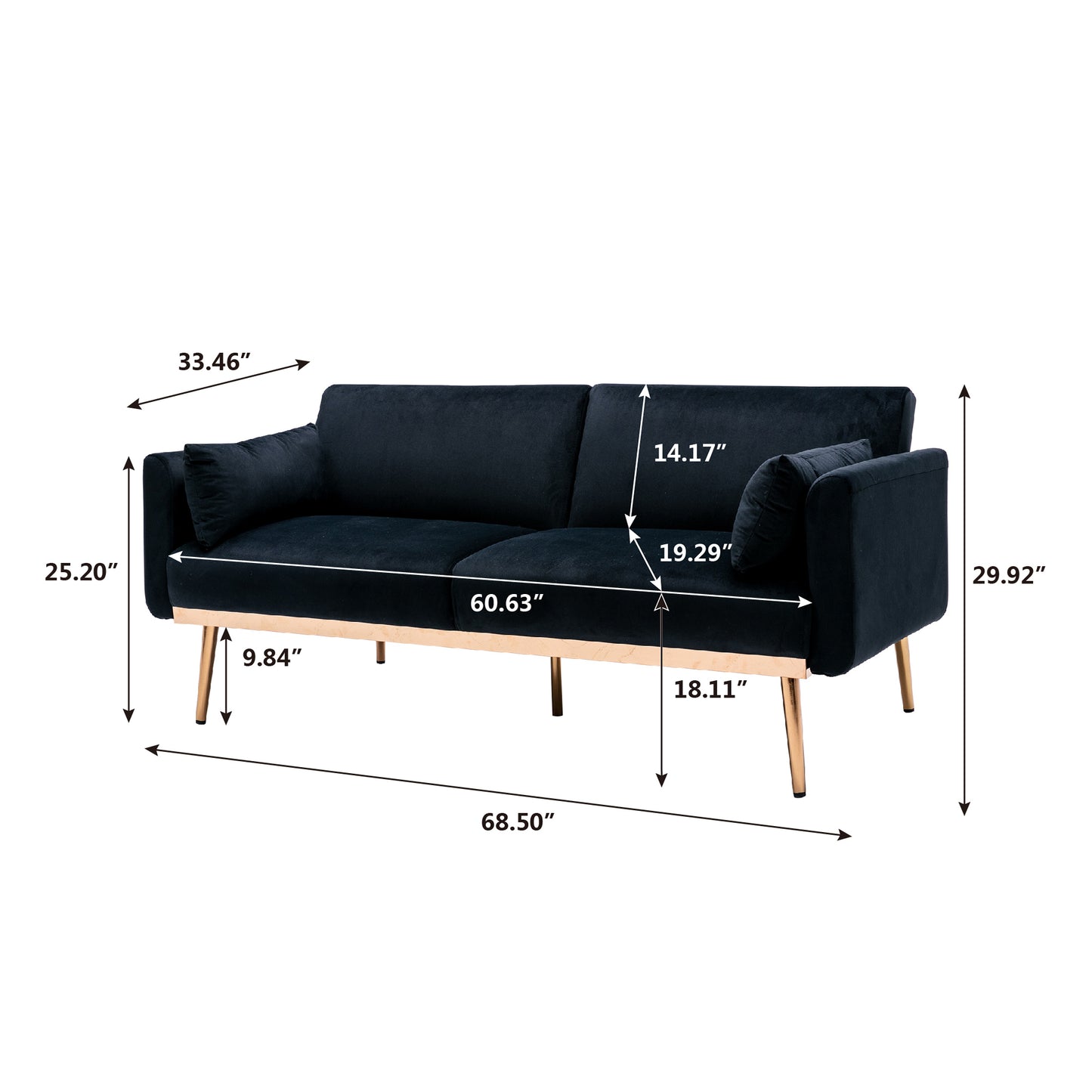 COOLMORE Velvet Sofa: Accent Loveseat with Metal Feet in Various Sizes and Colors